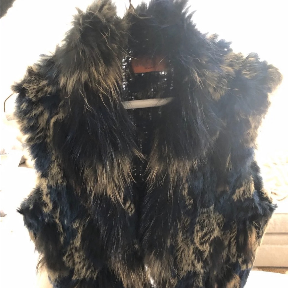 Multi color real fur vest